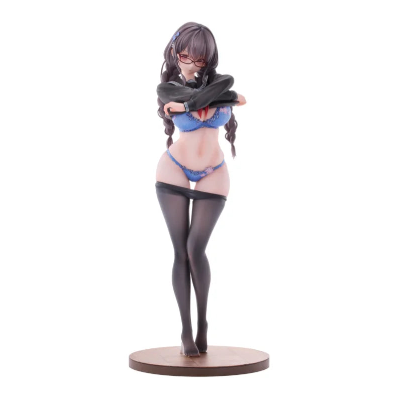 Pre-Sale 28cm Dylan Uya The Glasses Girl Who Doesn't Want To Take PE Class Version Anime Figure Black Silk Model Trendy Toy Gift