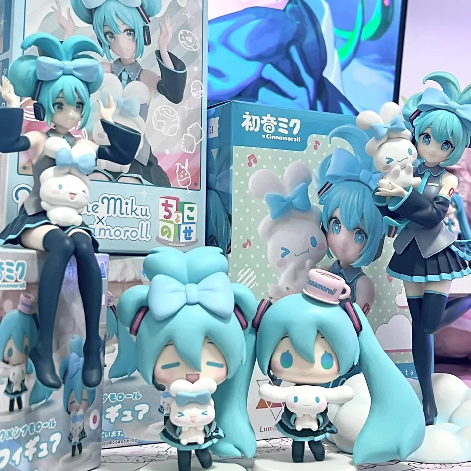 20CM Anime Hatsune Miku X Cinnamoroll Figure Anime Peripheral Collectible Models Decorative Decorations Children Kawaii Gift