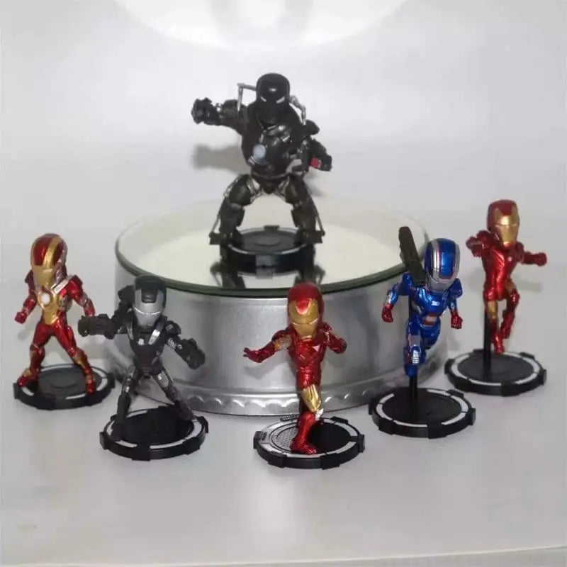 6pcs Wcf Iron Man Q-Version Marvel Anime Avengers 4 Decoration Action Figure Toys Hero Collection Model Gift For Children Boys