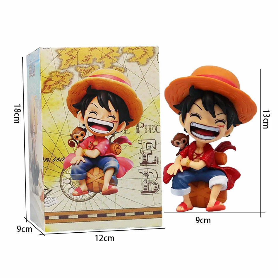 One Piece Handheld Luffy Solon Portgas·D· Ace Sitting Yamato versión Q juego de moda dibujos animados Anime coche ornamento rega