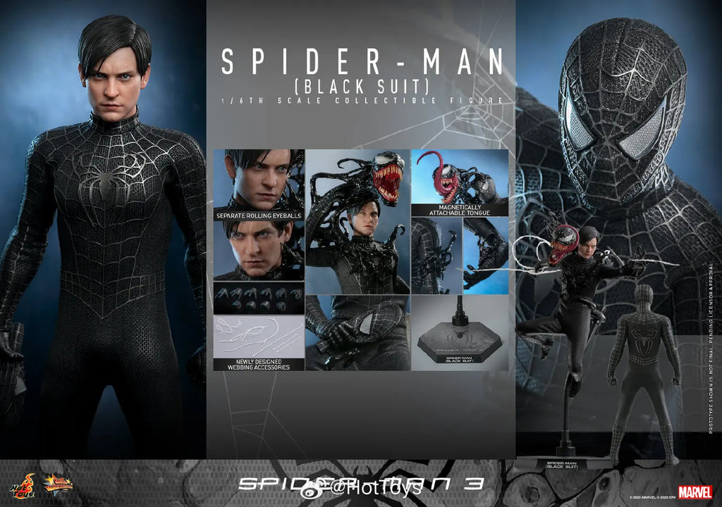 In Stock Hot Toys Spider-Man Tobey Black Suit VIP Special Edition Collectible Action Figure Anime Models Toy Doll gift