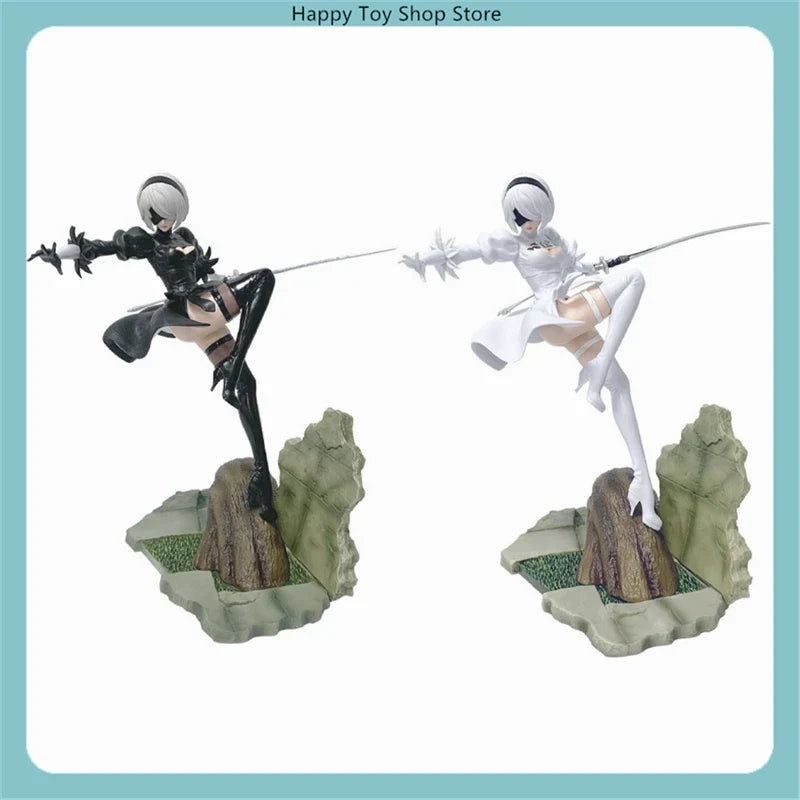 24cm Nier: Automata 2b Combat Posture Collectible Pvc Figure Mechanical Lifeform Statue Desktop Decoration For Gamer Anime Model