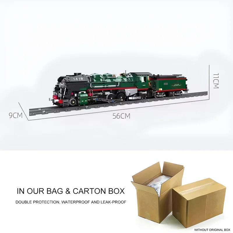 JIESTAR 59098 DIY Electric Train Building Blocks 141R Steam Engine Model Brick Toy for Kids Adults  Educational Birthday Gift