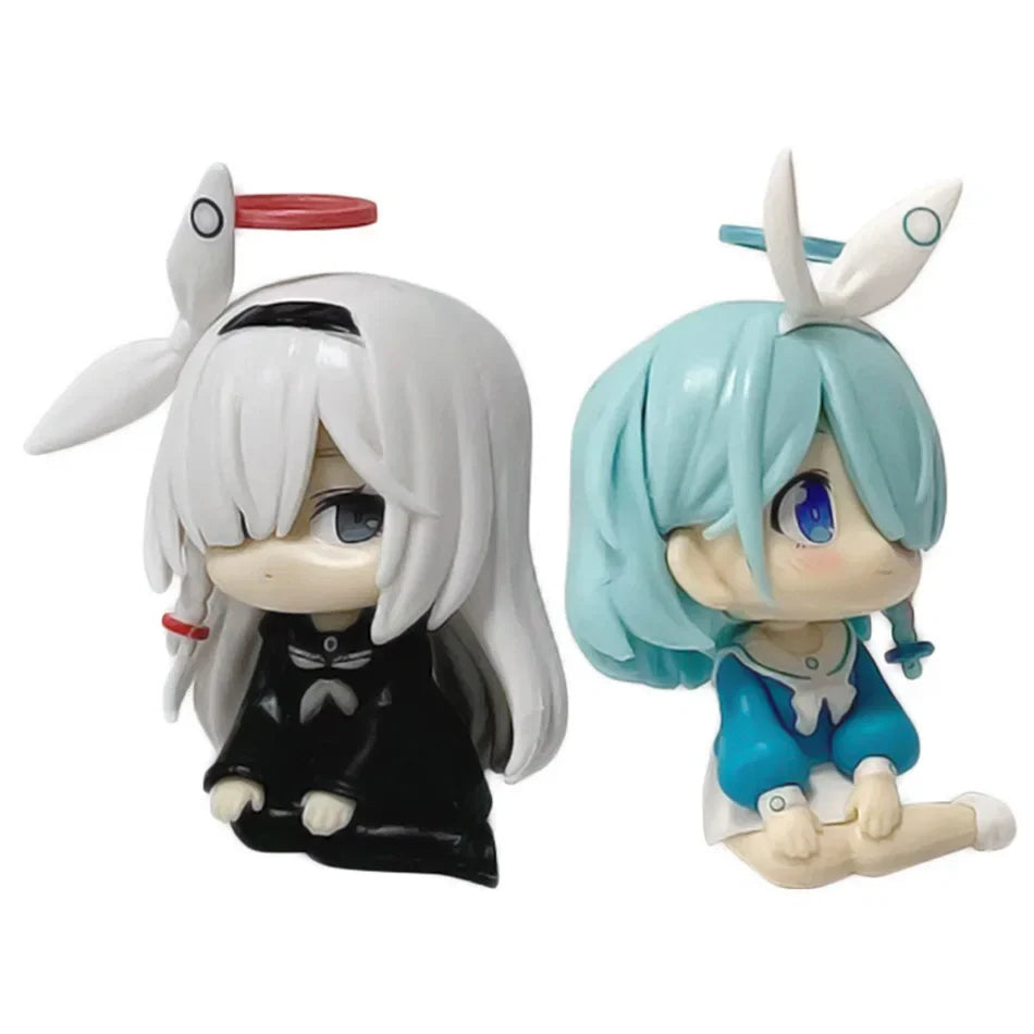 Beautiful Girl 7.5cm Blue Figure Anime Cute Chibi Desktop Standing Pose Animation Model Toy Gift Collection Ornament PVC