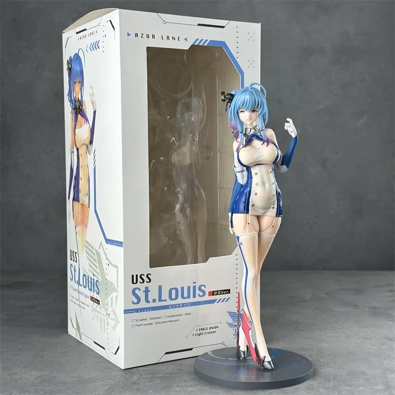 Azur Lane Character Uss St Louis Ice Blue Beautiful Girl Figurine Model Toys Desktop Collection Ornaments Game Peripheral