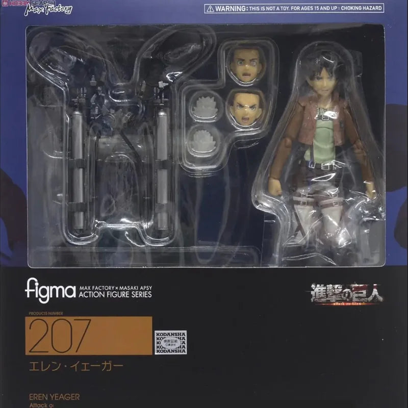 Anime Figure Attack On Titan Eren Jaeger Standing Holding Sword Detachable Model Toy PVC Collection Desktop Ornaments 14CM