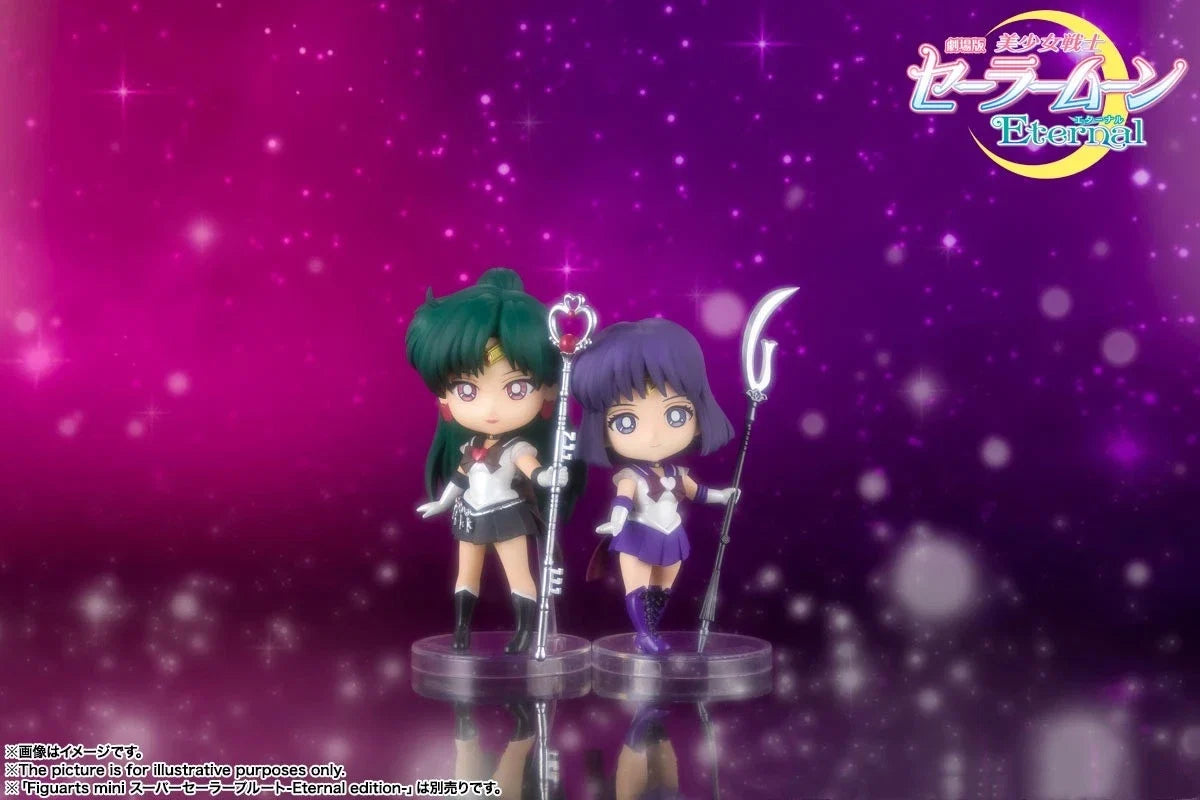 BANDAI Sailor MoonS Action Figures Meiou Setsuna Q-version Active Joint Figures Figuarts Mini Standing Doll Toys Original