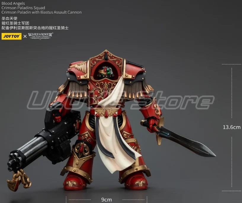 In Stock Original JOYTOY 40K Blood Angels Crimson Paladins SquadCrimson Paladin with Lliastus Assault Cannon 1/18 Action Figure