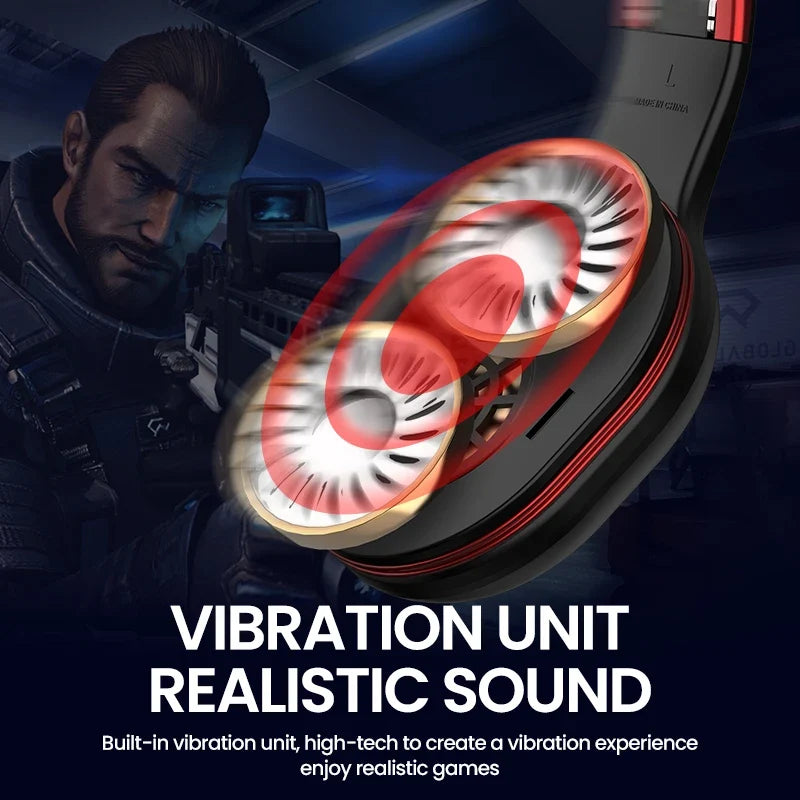 Picun P80X Gaming Headphones Wireless Headset With Mic RBG Light Vibration Bluetooth Hi-Fi Earphone For PS4 PS5 PC Switch 30H