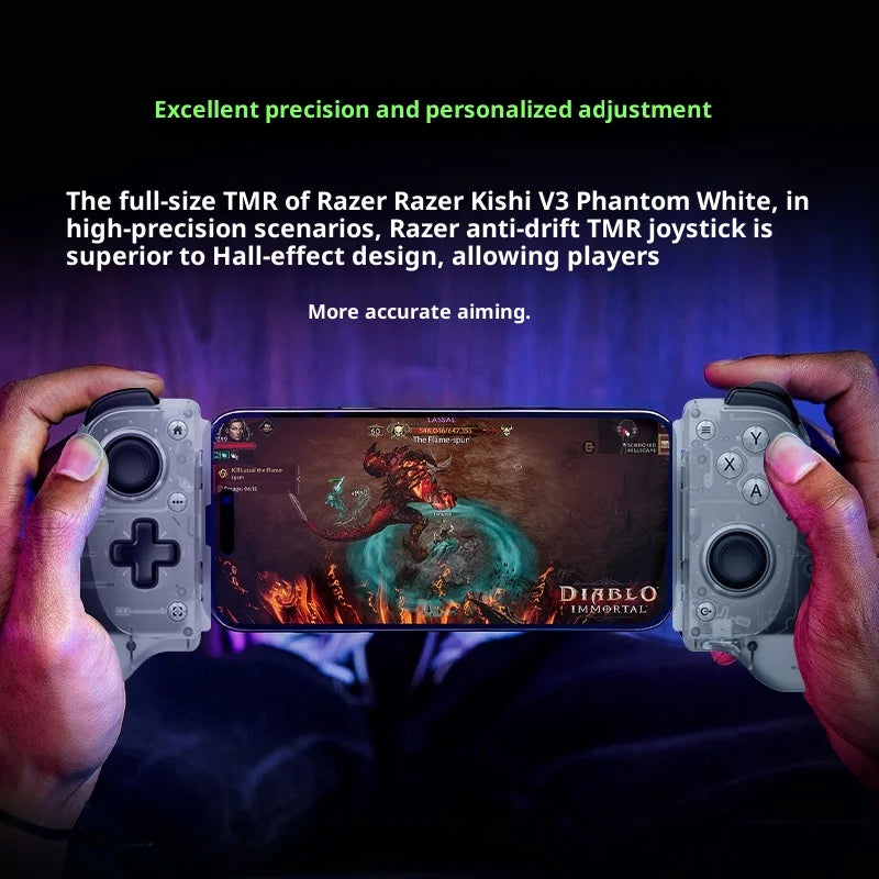 Razer KISHI V3 PHANTOM WHITE EDITION Gaming Controller for IOS Android PC 3A Games with TMR Joysticks Ergonomic Gamepads Gifts