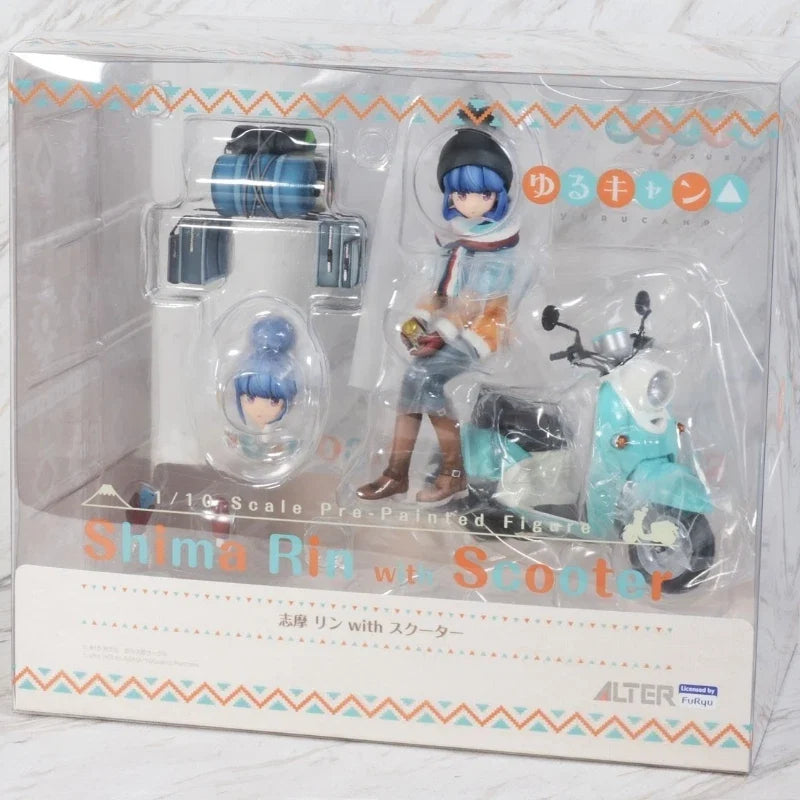 100% Original:Anime Yuru Camp Shima Rin motorcycle 15cm PVC Action Figure Anime Figure Model Toys Figure Collection Doll Gift