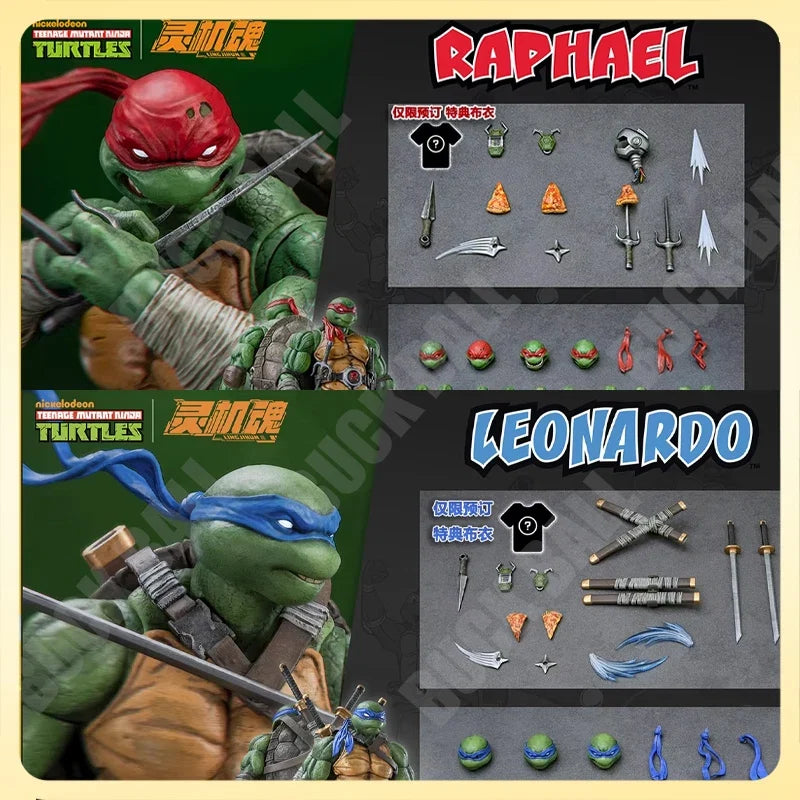 Lingjihun Original Ninja Turtles Raphael Michelangelo Action Figure Finished Product Movable Doll Model Toy Handmade Collect