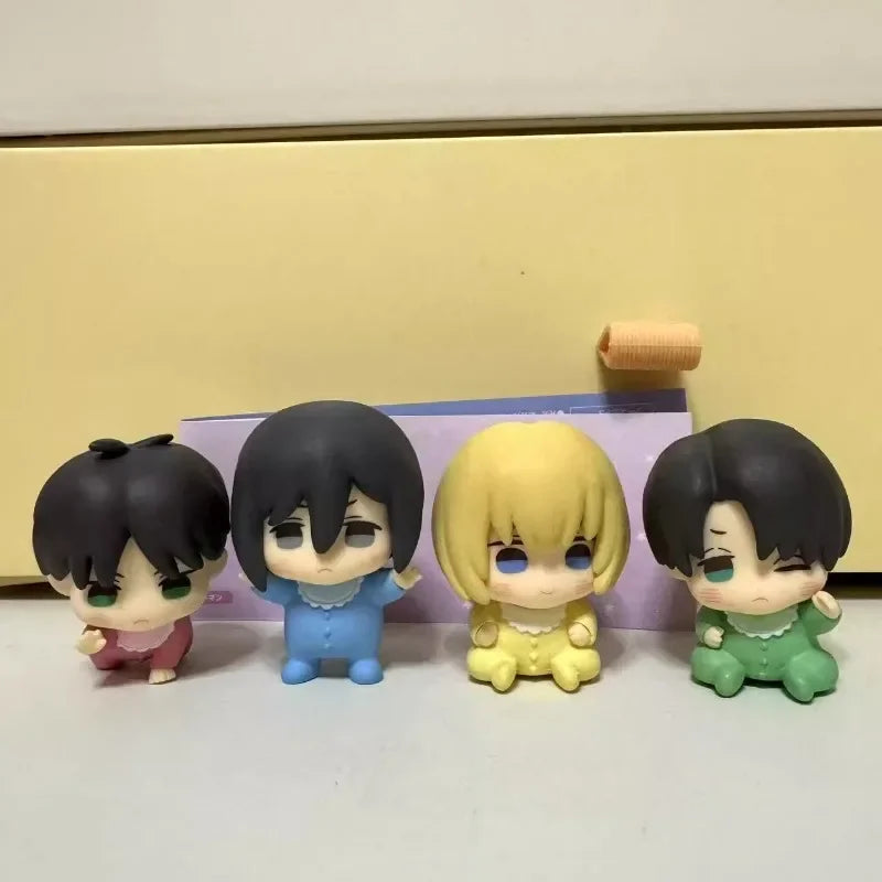 Attack on Titan Gashapon Toys Eren Jaeger Mikasa Ackerman Armin Arlert Levi Ackerman Q Version Action Figure Model Ornament Toys