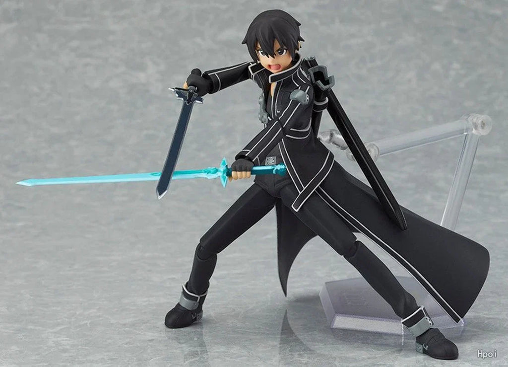 14CM Anime Game Figure Japanese Anime  Sword Art Online Kirito Can Change Face Battle Suit Standing Model Dolls Toy PVC