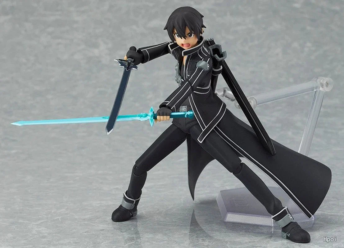 14CM Anime Game Figure Japanese Anime  Sword Art Online Kirito Can Change Face Battle Suit Standing Model Dolls Toy PVC