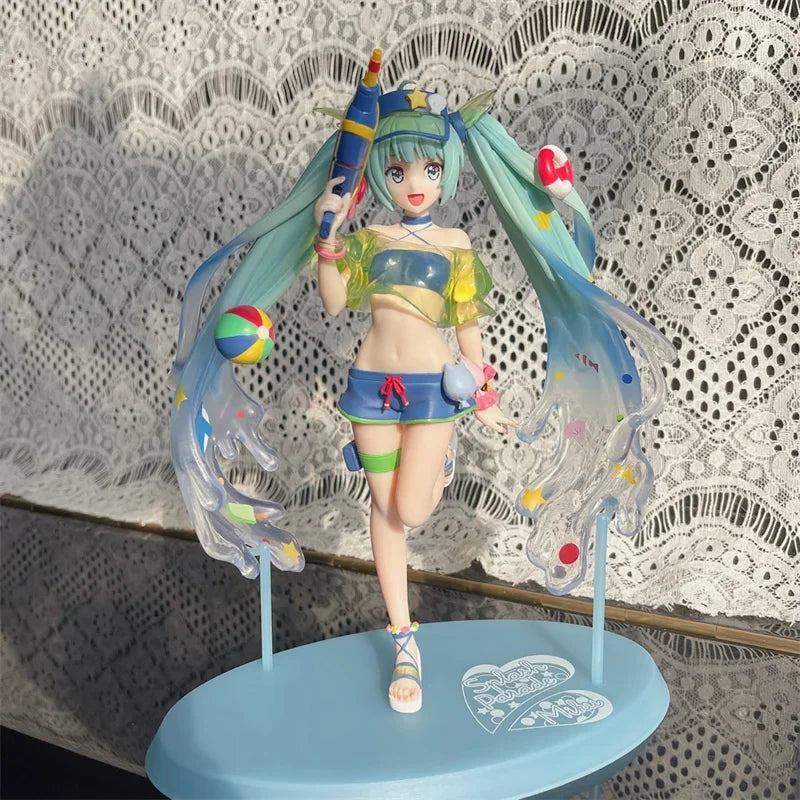 Sega Vocaloid Original Hatsune Miku Figure Spm Summer Water Gun 22cm Pvc Anime Figurine Model Toys Girls Cute Limited Gifts
