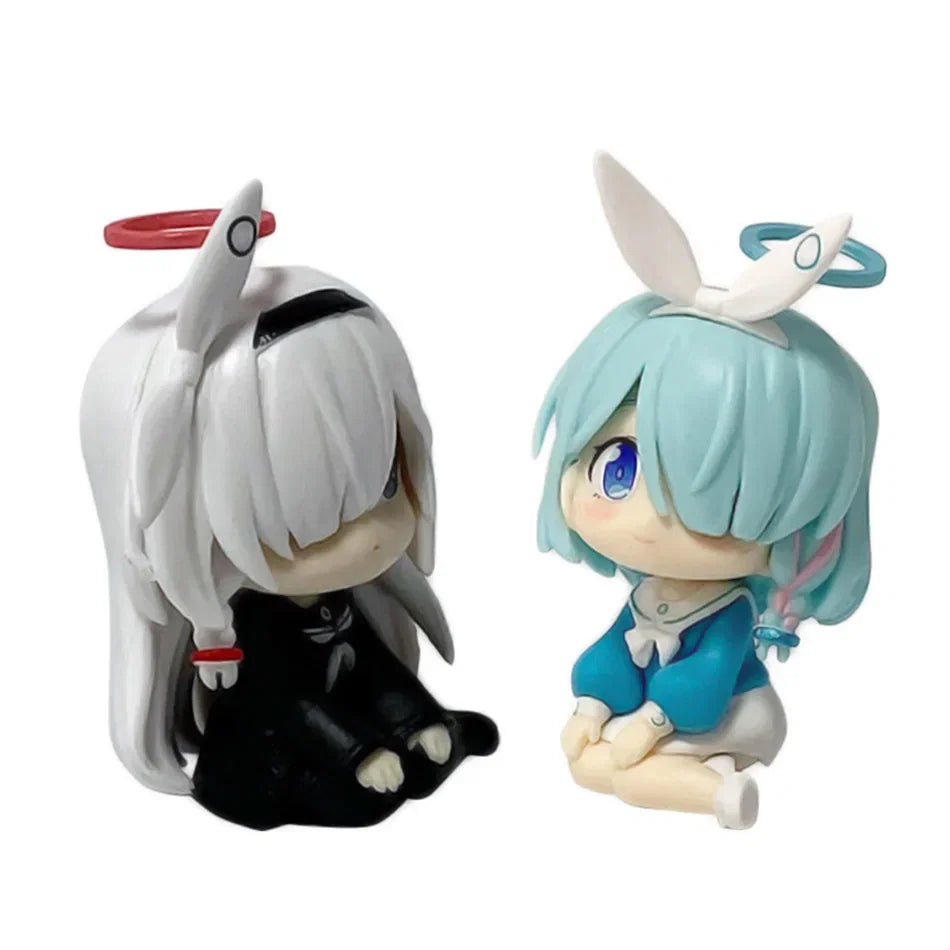Beautiful Girl 7.5cm Blue Figure Anime Cute Chibi Desktop Standing Pose Animation Model Toy Gift Collection Ornament PVC