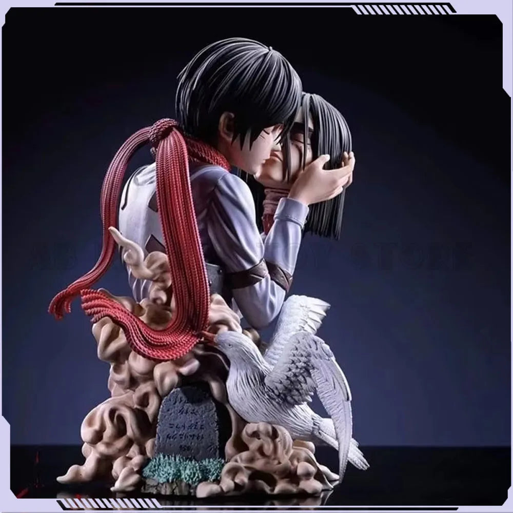 Attack On Titan Anime Figures 22CM Eren Jaeger Mikasa Ackerman Action Statue One Last Kiss Collect Model Desk Decor Toys Gifts