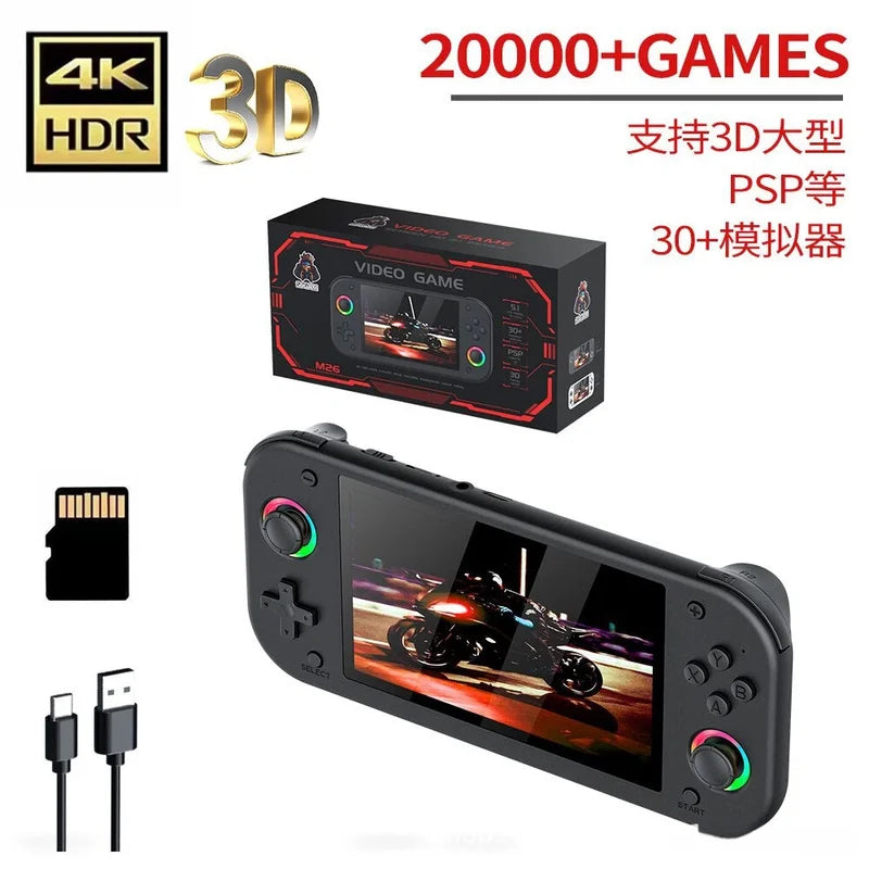 M26 Retro Handheld Game Console 5 Inch 3D Large Screen 4K HDR 20000+ Games 30+ Emulators Support PSP RGB Portable Gaming Device