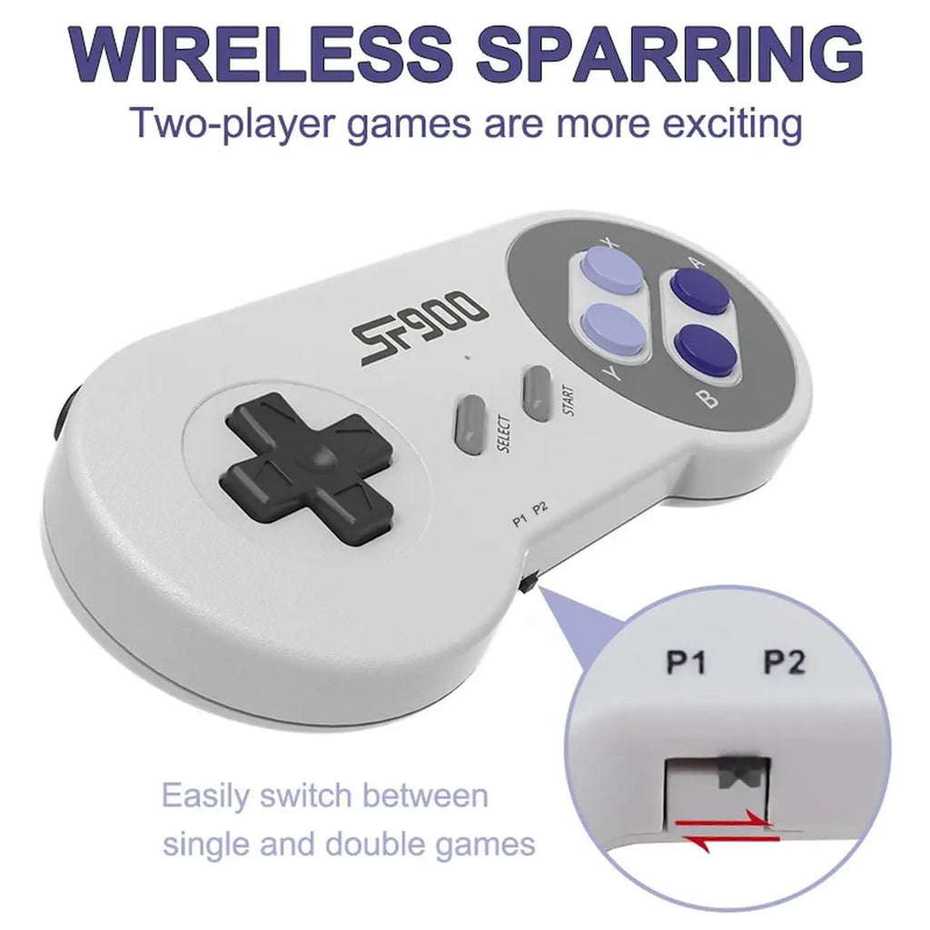 SF900 Retro Game Console Wireless Dual Gamepad Video Gaming Console HD Output 5000 Classical Game Children Gifts