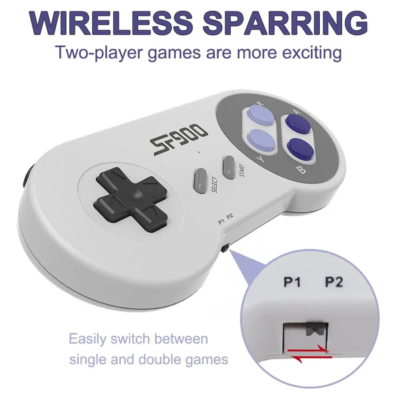 SF900 Retro Game Console Wireless Dual Gamepad Video Gaming Console HD Output 5000 Classical Game Children Gifts