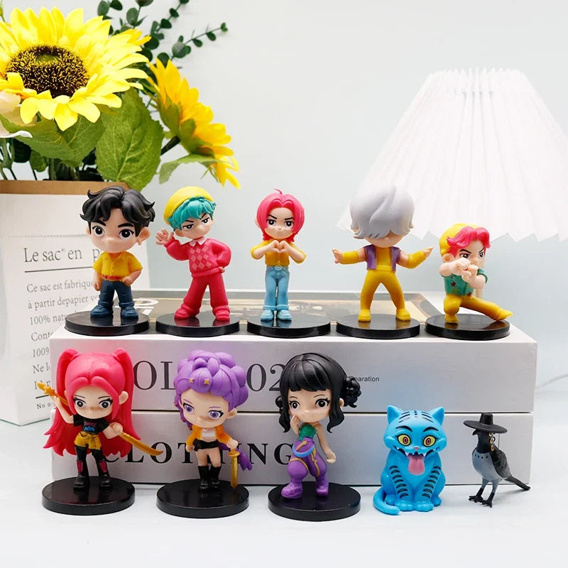10pcs/Set Q Version Demon Hunters Action Figure PVC Toy Derpys Rumi Mira Zoey Sussy Figurine Doll For Fans Gift Childen Gift