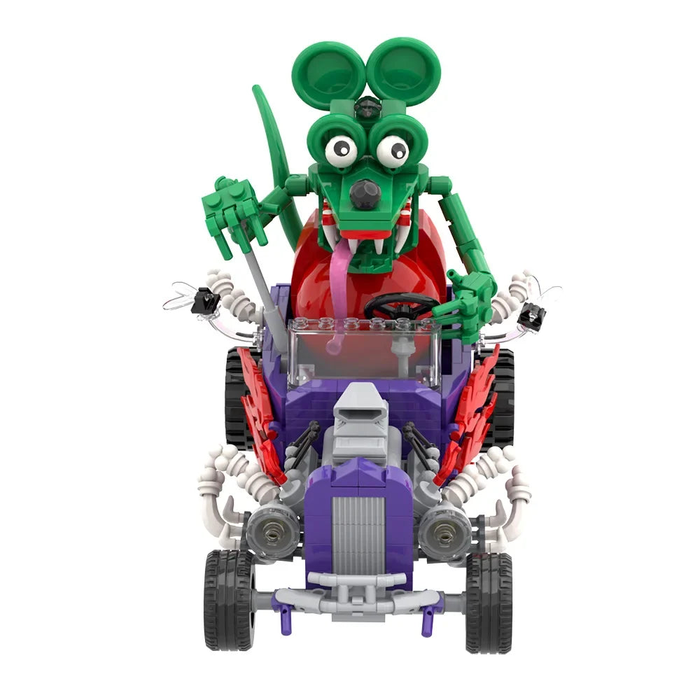 MOC Rat Fink Crazy Driver Building Blocks Set Unique Collectible Figure Vehicle Model Toy For Adult Gift