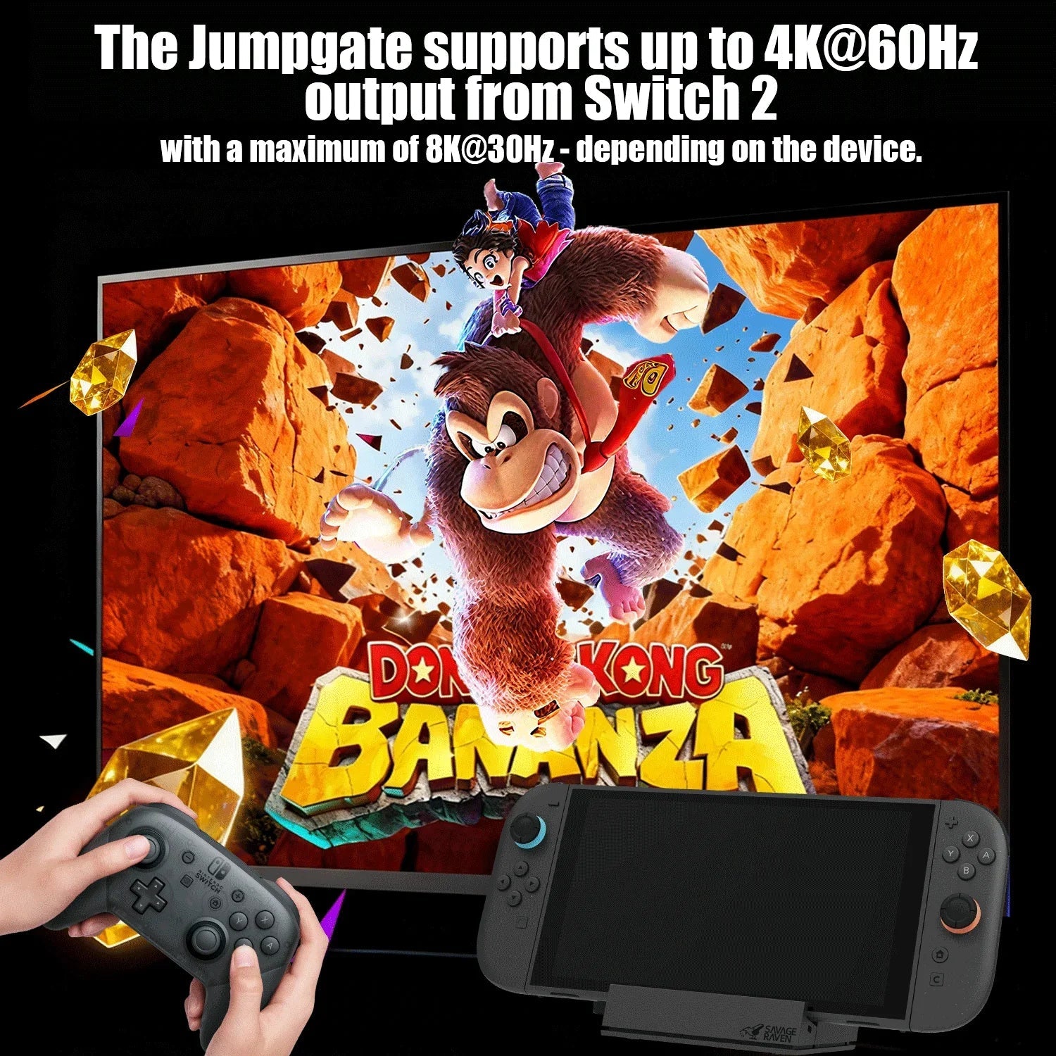 Savage Raven by Skull & Co. Jumpgate Dock USB C Hub Portable Stand Docking Station for Switch 2 and OLED Game Accessories