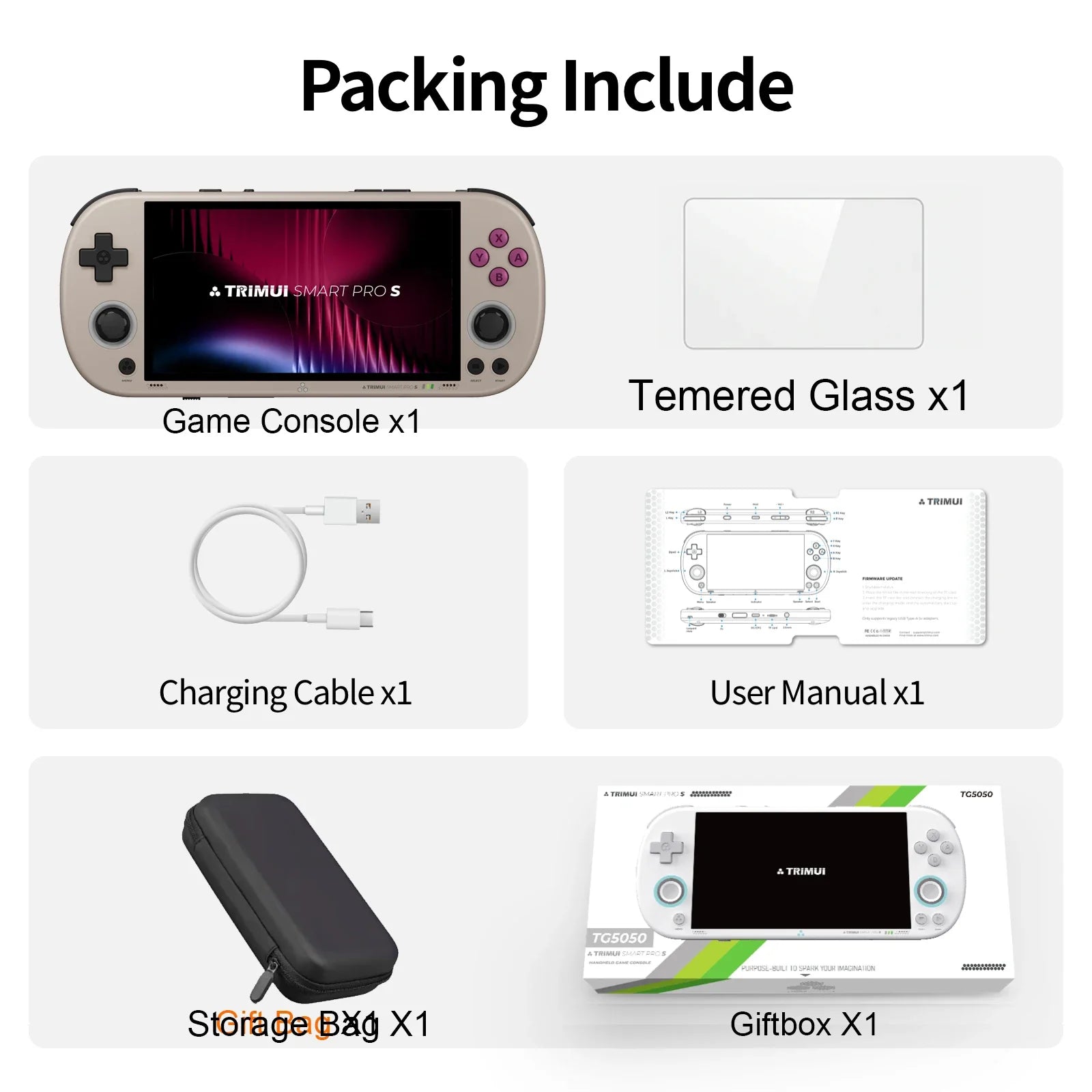BOYHOM Trimui Smart Pro S TG5050 Handheld Game Console - Best for N64/PSP, Octa-core 2.0GHz, 4.96" IPS Display, 5000mAh Battery