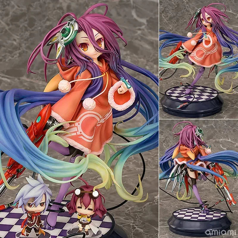 No Game No Life Figures Zero Shiro Stephanie Dola 22cm Anime Model Dolls Figurines Action  Schwi Jibril Fairy Shampoo Figurine