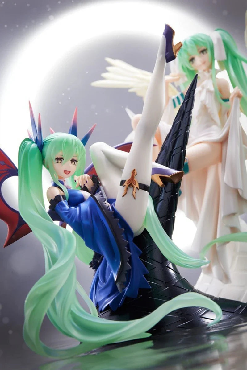 17cm Hatsune Miku Anime Figure Light And Dark Beautiful Angel Girl Action Figure PVC Collectible Model Doll Ornaments Toys Gifts