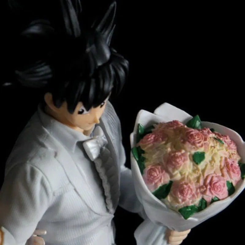 Dragon Ball Bandai Anime Action Figure Son Goku Chichi Wedding Dress Model Statue Peripheral Gift Ornaments Doll  Dream Toys