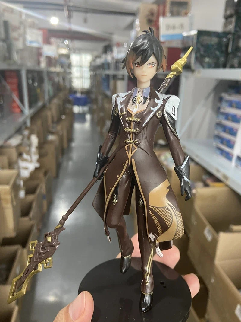 19CM Genshin Impact Zhongli Klee Hu Tao Paimon Anime Figure PVC Action Figure Model Sculpture Hand-made Desktop Decoration