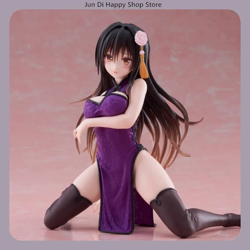 14cm To Love Ru Yui Kotegawa Qipao Dress Kneeling Pose Anime Figure Model Statue Collection Desktop Decoration Ornament Toys