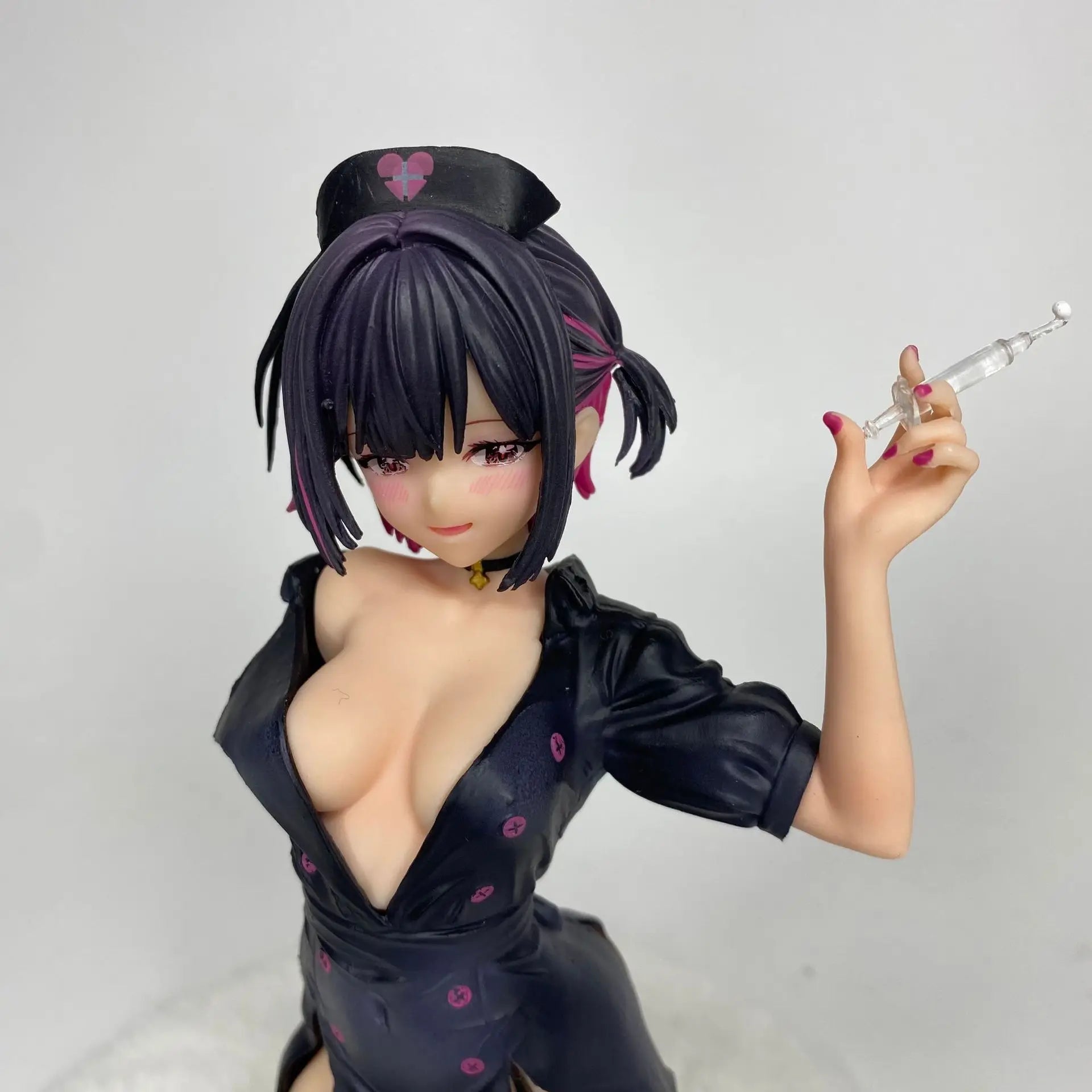 High quality White Snow Love Nurse Anime Model Short Haired Kneeling Pretty Girl Handmade, Surrounding Statues, Ornament Gifts