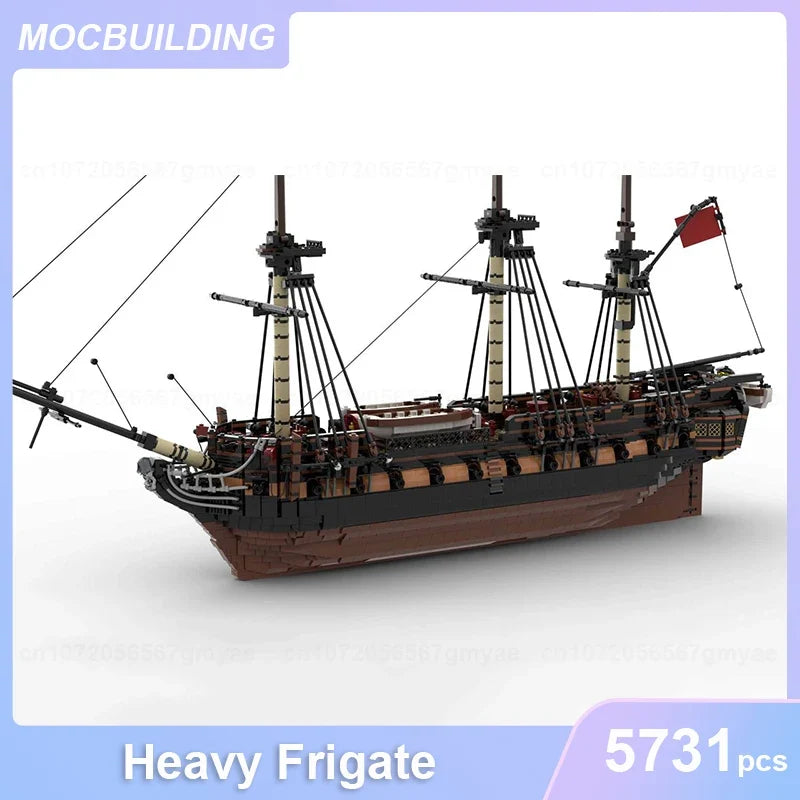 Heavy Frigate Model MOC Building Blocks DIY Assemble Bricks Military Transportation Educational Creative Xmas Toys Gifts 5731PCS