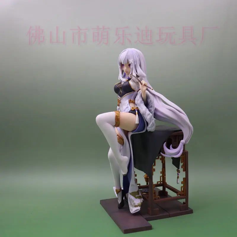 Anime Emilia Sexy sitting posture Action Figure PVC Model Toys doll statue Desk Decor Collectible Gifts boxed