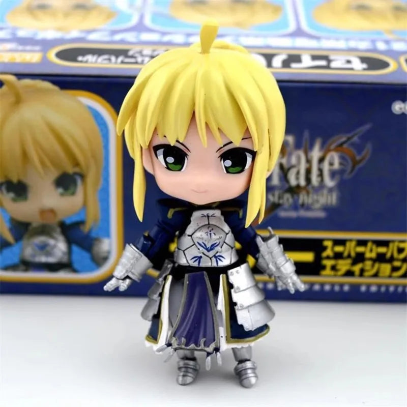 Anime 121 Fate Stay Night Saber Action Figure Q version Collection Model Toys 10cm Gift For Kids Birthday Present