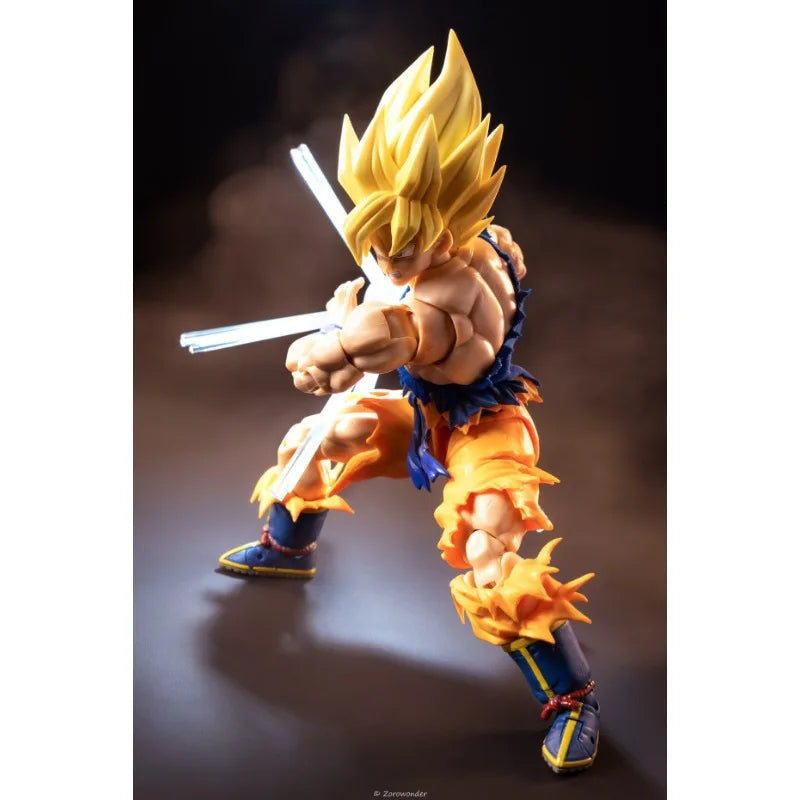 SHF 1/12 Super Saiyan 3 Goku Son Goku Dragon Ball Battle Damaged Top T-Shirt Vest Fit 6'' Men Soldier Action Figure Body