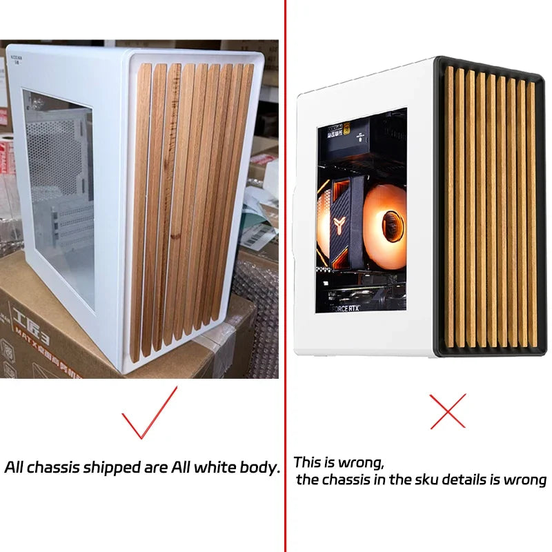 WJCOOLMAN Craftsman 3 MTAX/ITX PC case Glass transparent wooden strips panel gabinetes gamers desktop business computer case