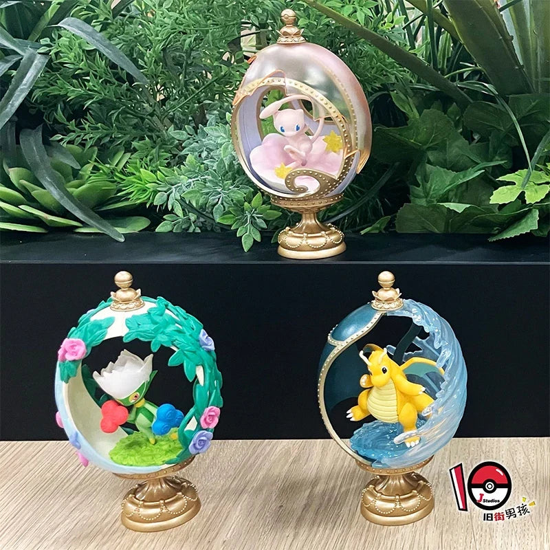 Re-Ment Pokemon Figures Ovaltique Collection Pikachu Gardevoir Dragonite Roserade Mimikyu Mew Pvc Model Gift Toy