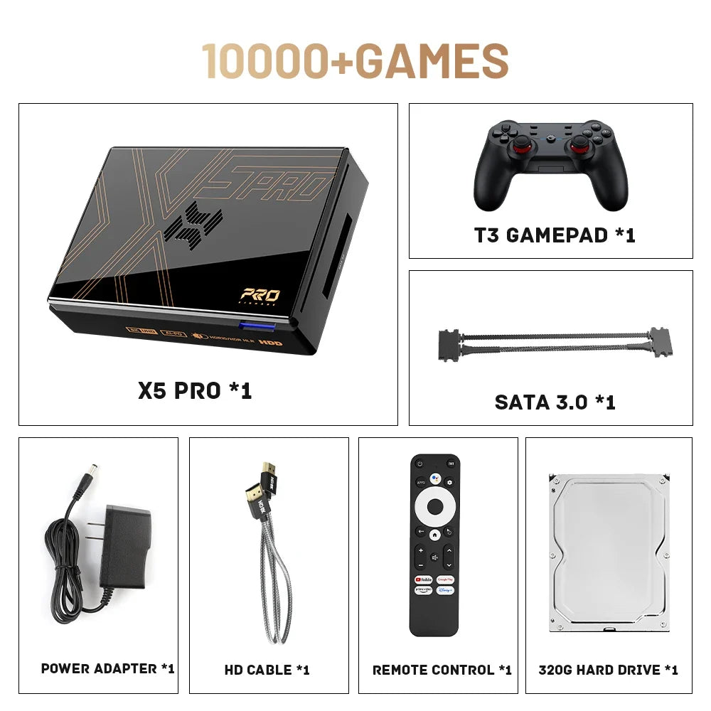 Kinhank Super Console X5 Pro Retro Game Console with 16000 Games for PS2/PS1/SS/DC/N64 with 4T HDD Plug and Play Game Player