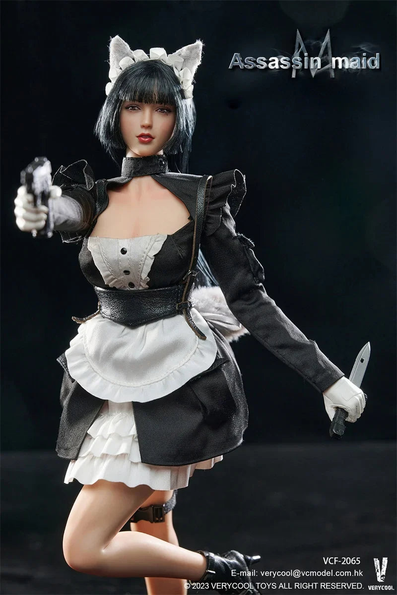VERYCOOL VCF-2065 1/6 Scale Female Soldier Black Clothes Set Assassin Maid Full Set Collectible 12" Action Figure Model Dolls