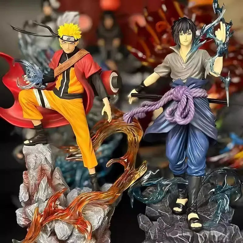 23cm Naruto Anime Action Figure - Uzumaki Naruto & Uchiha Sasuke PVC Statue Desktop Ornament Collectible Model Toy Gift