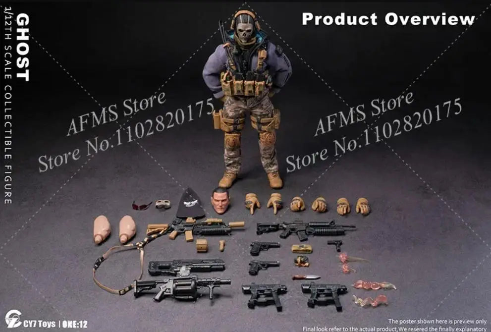 CY7 TOYS 1/12 Maßstab Sammlerfigur Ghost Mini Militär Kriegs Sammlung Puppen Komplettset 6-Zoll Männlicher Soldat Actionfigur Modell