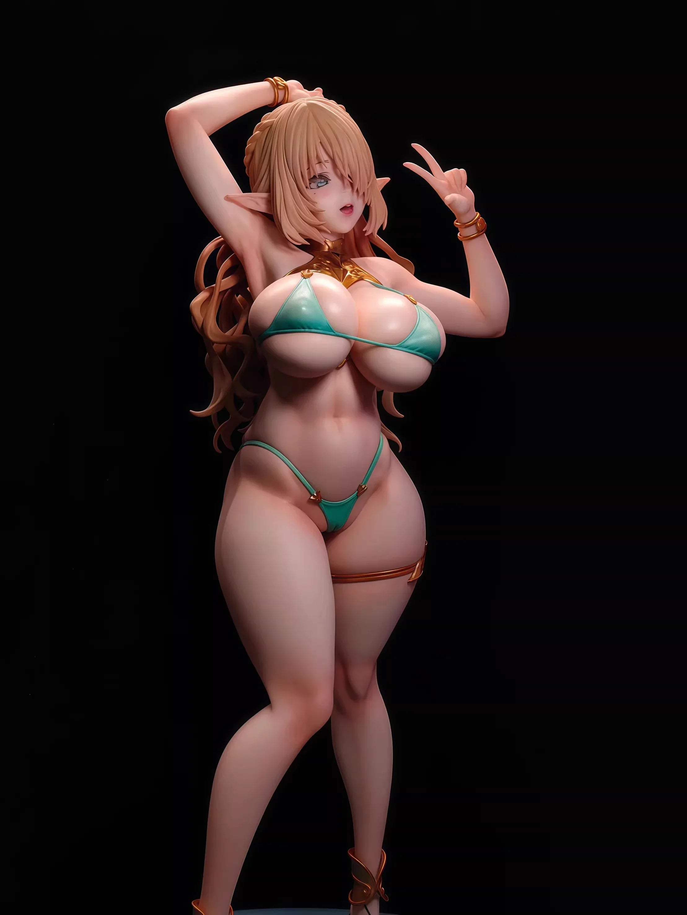 Elf Village Cecil Bathing Ver. GK Statue - Anime Figure Desktop Scene Model Elf Girl Collectible Gift & Trendy Art Toy