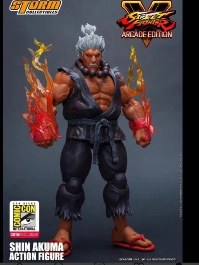 Original Storm Toys 1/12 SHIN AKUMA Street Fighter White Hair SDCC Limited Version Full Set 6" Action Figure Toy