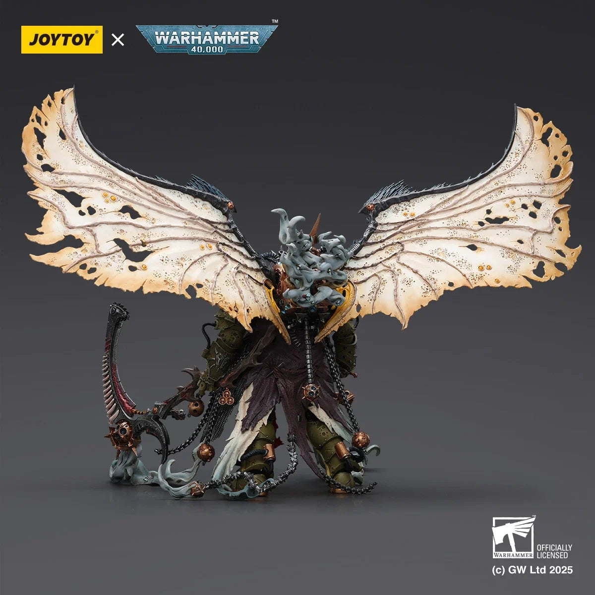 JOYTOY Warhammer 40K Action Figure Mortarion Daemon Primarch of Nurgle with Ancient weapons The Lantern and Silence Model Toys