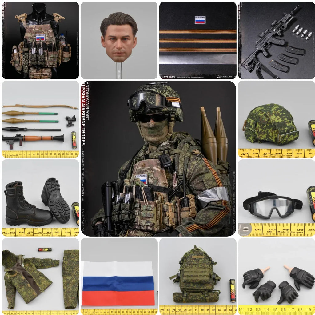 DAMTOYS 1/6 DAM 78105 Der russische Mann Männliche Soldatenspielzeuge Waffen PRG Kopfskulptur Helm Brustweste Rucksäcke Taschen Hohlstiefel