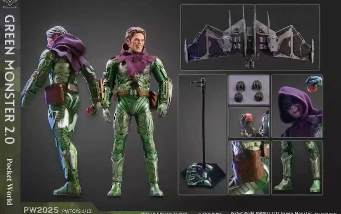 PWTOYS Original 1/12 Mobile Doll Soldier Handheld Model Series Green Goblin Anime Action Figure Model Toys Model Gifts for Boys